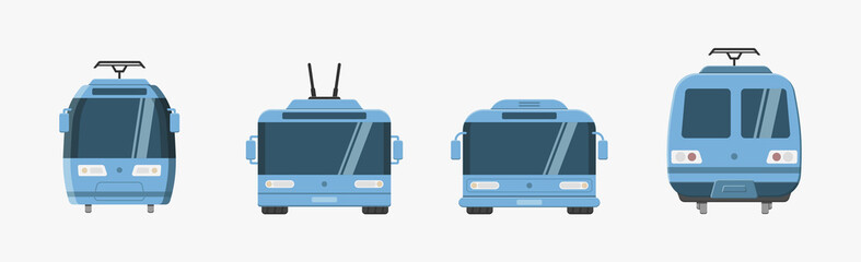 public transport front view icons vector illustration