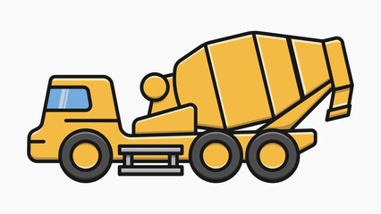 concrete mixer truck construction machine vector flat illustration