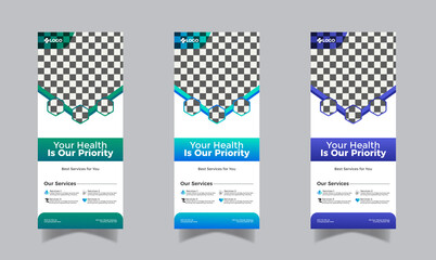 Medical healthcare roll-up banner and standee medical banner design template