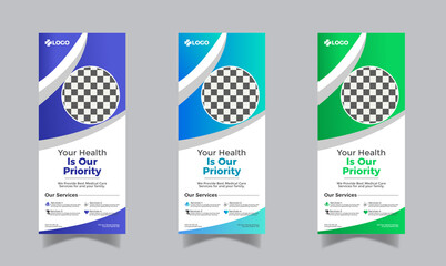 Medical healthcare roll-up banner and standee medical banner design template