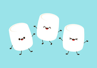 Marshmallow cartoon. marshmallow character design. Marshmallow vector.