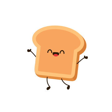 Bread cartoon. Cute happy funny toast. Vector cartoon character illustration icon design.Isolated on white background.