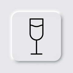 Glass of champagne simple icon vector. Flat design. Neumorphism design.ai