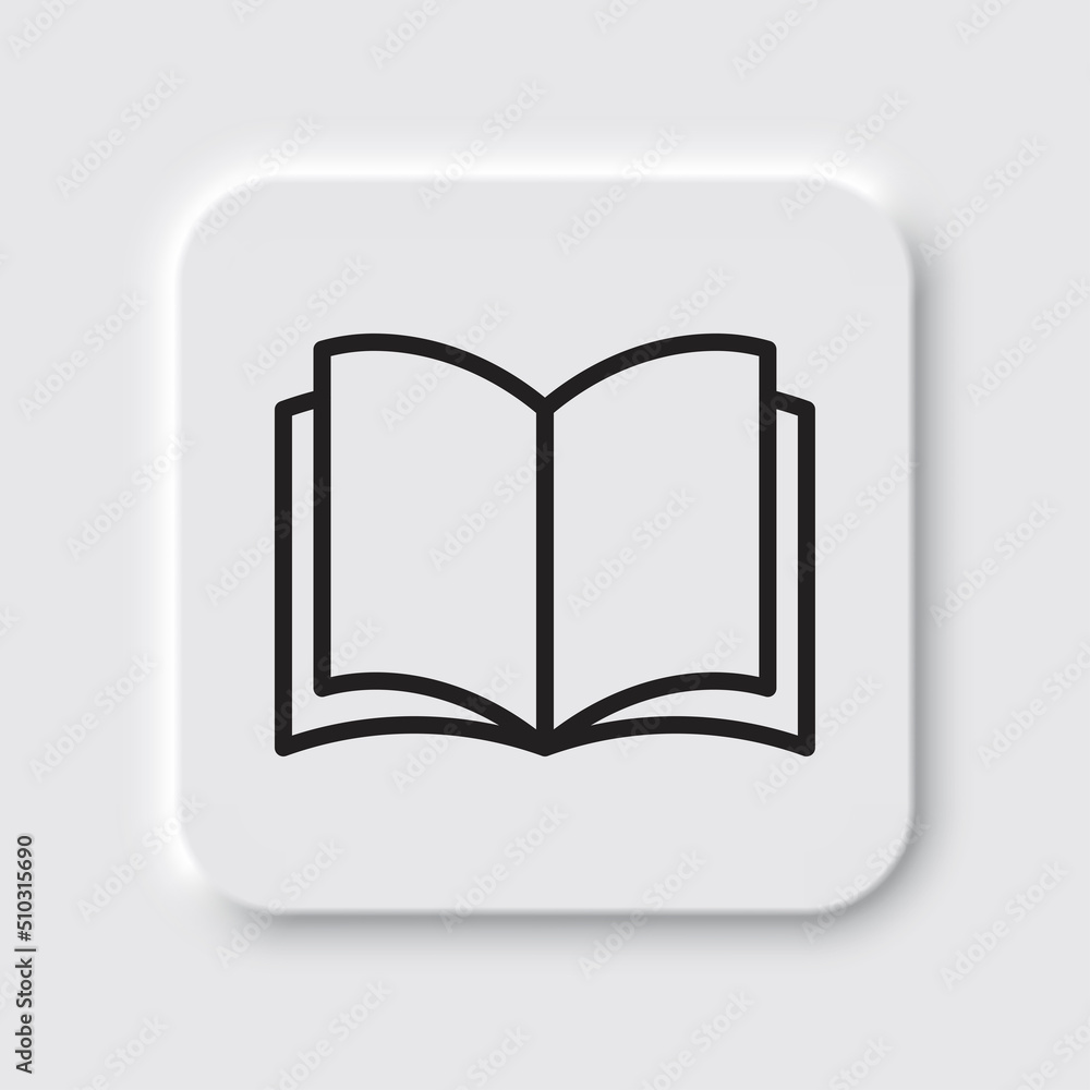 Poster open book simple icon vector.flat design. neumorphism design.ai