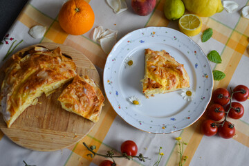 Banitsa - Traditional Bulgarian Pastry with Cheese.