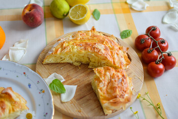 Banitsa - Traditional Bulgarian Pastry with Cheese.