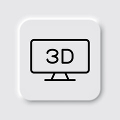 3D, TV simple icon vector. Flat design. Neumorphism design.ai