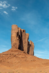 Fototapeta na wymiar scenic view to monument valley with camel butte and blue sky