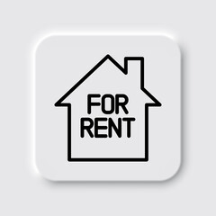 For rent, house simple icon vector. Flat design. Neumorphism design.ai