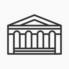 old classic bank building line icon vector flat illustration