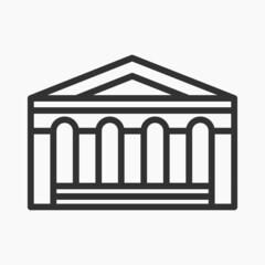 old classic bank building line icon vector flat illustration
