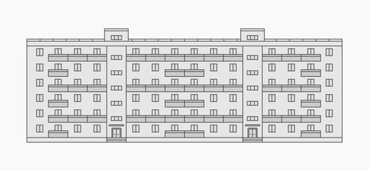 soviet apartment building facade vector flat illustration