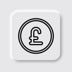 Pound coin simple icon vector. Flat design. Neumorphism design.ai