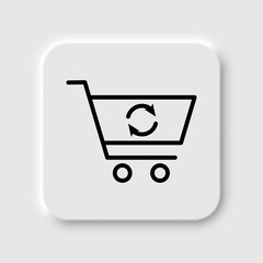 Shopping cart, refresh, loading simple icon vector. Flat design. Neumorphism design.ai