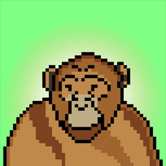 Ape vector illustration with pixel art.