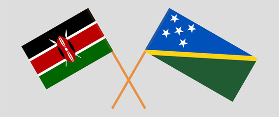 Crossed flags of Kenya and Solomon Islands. Official colors. Correct proportion