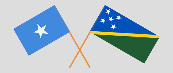 Crossed flags of Somalia and Solomon Islands. Official colors. Correct proportion