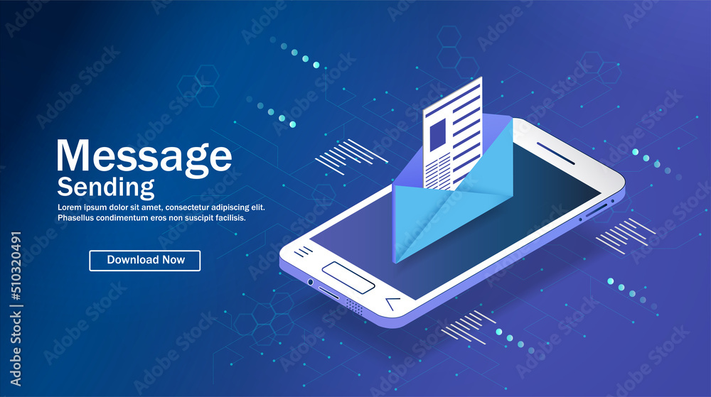 Poster sending messages. chat and chat in a modern app. vector illustration of the concept of email marketi