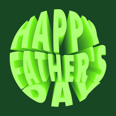 Tarjeta Happy fathers day texto 3d verde