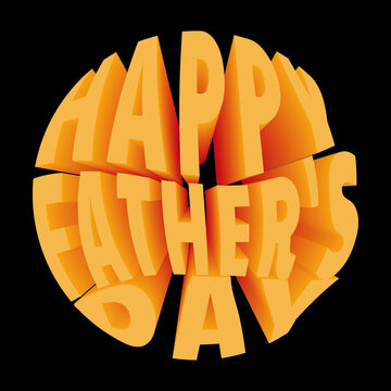 Tarjeta Happy fathers day texto 3d naranja