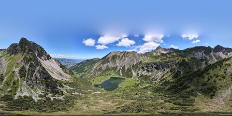 Naklejka na ściany i meble The lake in the mountains in the Oberstdorf, Tirol Alps.