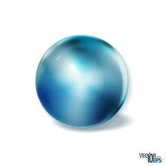 Blue ball, sphere classic blue color. Matt mock up of clean realistic orb, icon. Simple shape isolated. Vector.