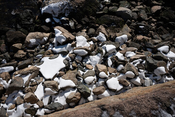 snow rocks at beach