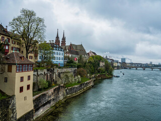 Fototapeta na wymiar Basel old city on Rhine River, Switzerland