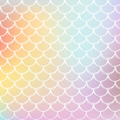 Holographic mermaid background with gradient scales.