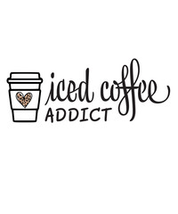 Iced Coffee Addict SVG, Iced Coffee svg, half leopard iced coffee svg png, coffee lover svg png, leopard coffee svg png, iced coffee svg
