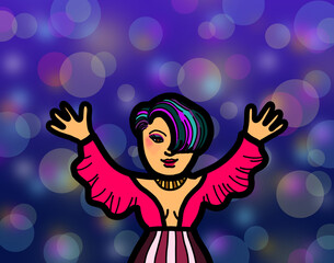 Happy young Asian lesbian woman celebrate nightlife