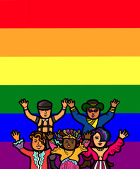 Group of gay pride lgbtq celebration freedom party