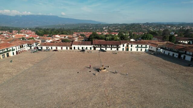 Main square of the historical colonial Colombian National Heritage Town of Villa de Leiva