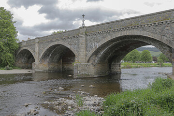 Fototapeta premium Bridge over the River Tweed, Peebles, Scotland, United Kingdom