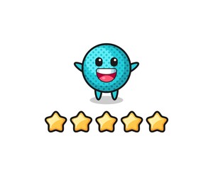 the illustration of customer best rating, spiky ball cute character with 5 stars