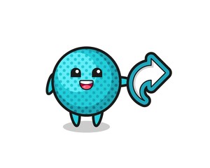 cute spiky ball hold social media share symbol