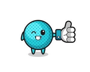 cute spiky ball with social media thumbs up symbol