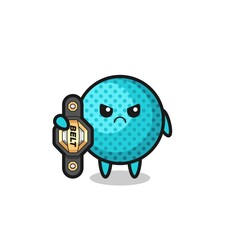 spiky ball mascot character as a MMA fighter with the champion belt