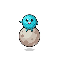 illustration of spiky ball cartoon sitting on the moon