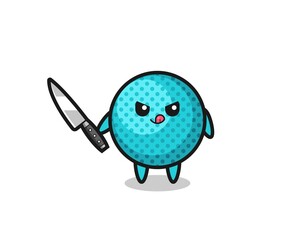 cute spiky ball mascot as a psychopath holding a knife
