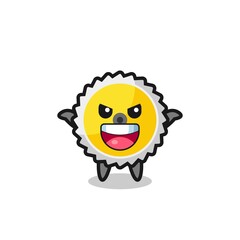 the illustration of cute saw blade doing scare gesture