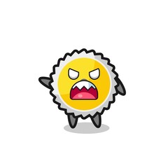 cute saw blade cartoon in a very angry pose