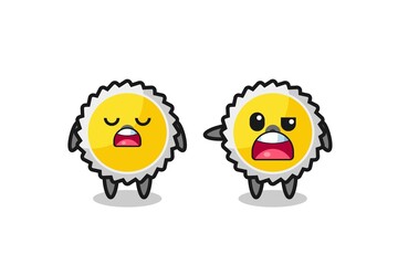 illustration of the argue between two cute saw blade characters