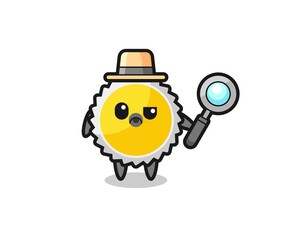 the mascot of cute saw blade as a detective