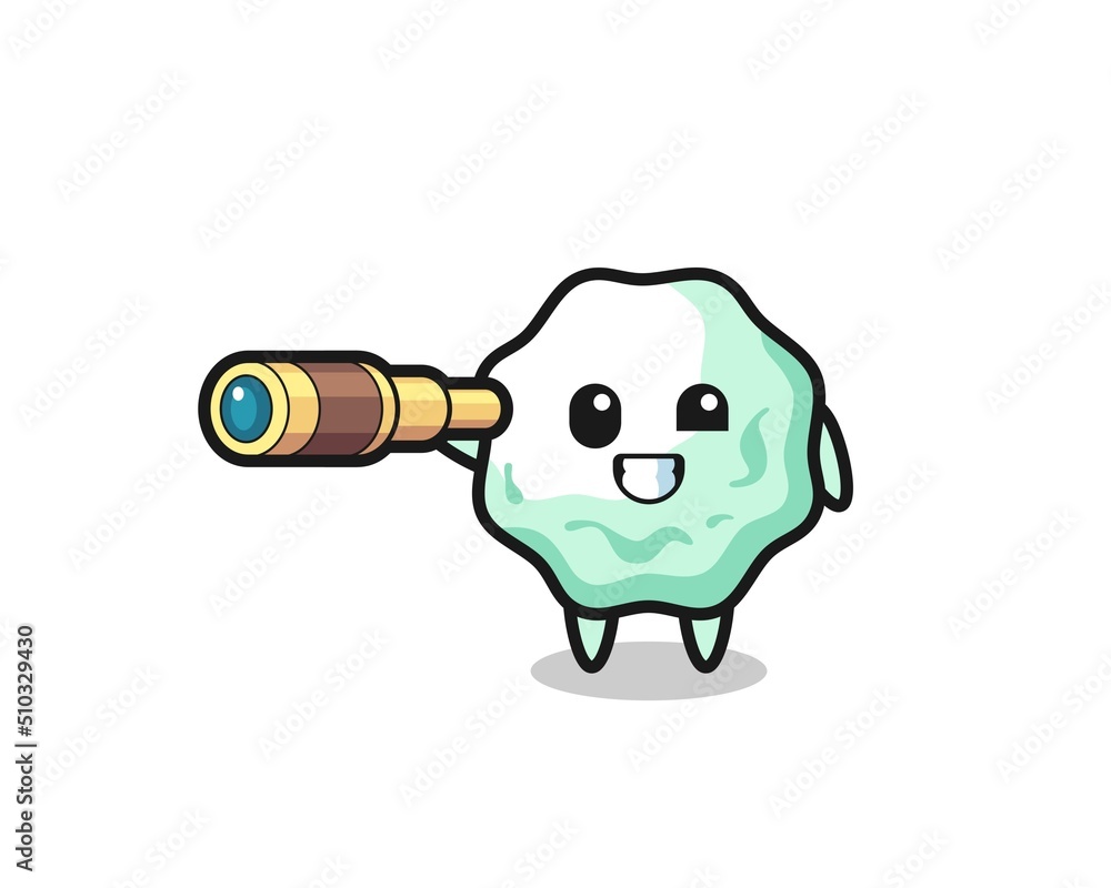 Canvas Prints cute chewing gum character is holding an old telescope