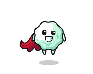 the cute chewing gum character as a flying superhero