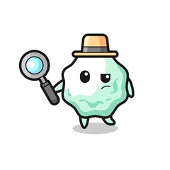 Fototapeta premium chewing gum detective character is analyzing a case