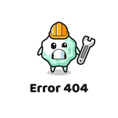 error 404 with the cute chewing gum mascot