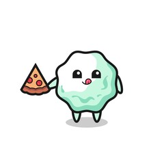 cute chewing gum cartoon eating pizza