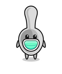 cute spoon cartoon wearing a mask